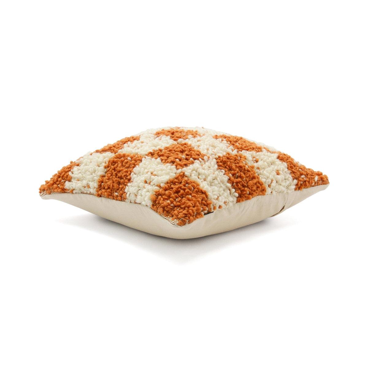 Loop Checkerboard Cushion Cover 450 X 450  Ivory X Orange