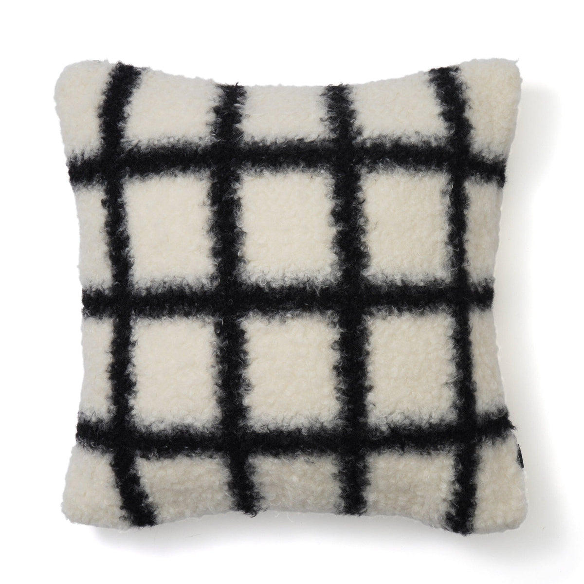 Checked Boa Cushion Cover 450 X 450 White