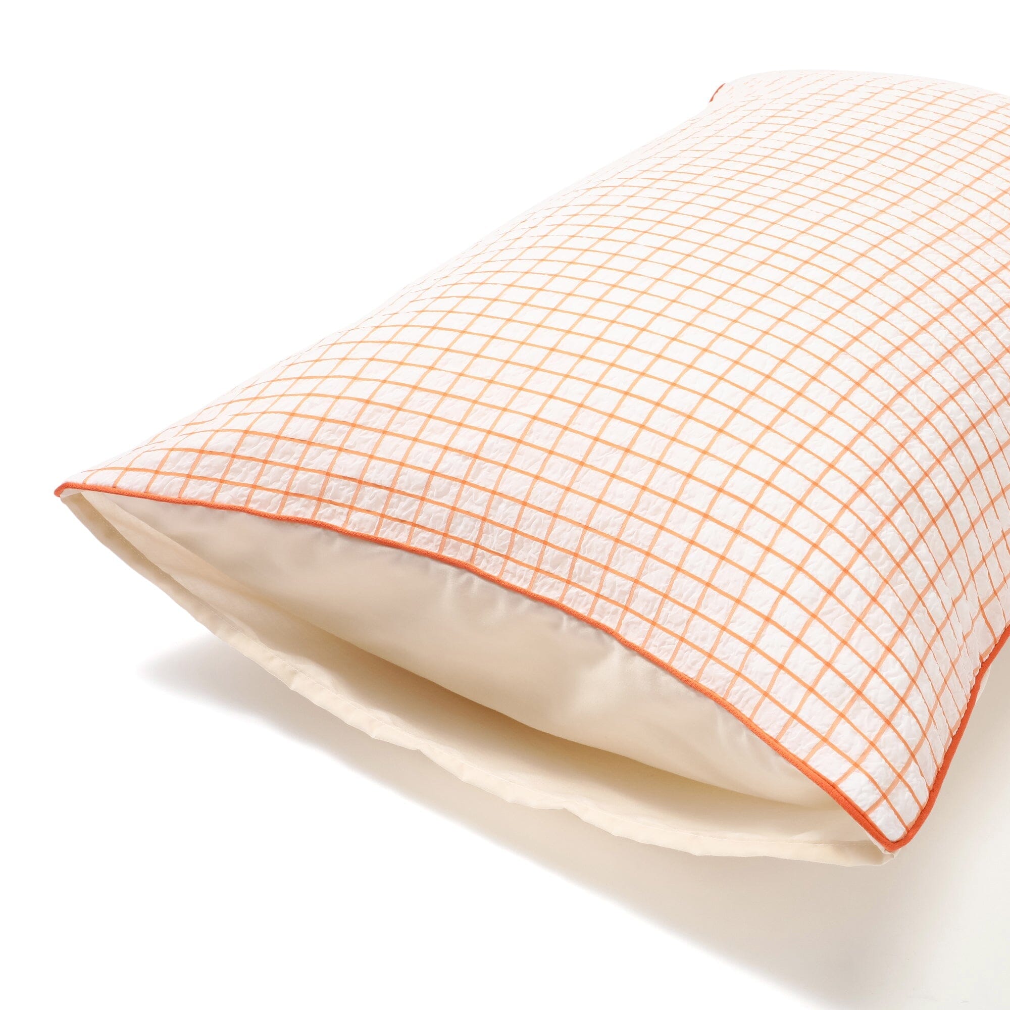 Sheer Check Pillowcase 700 X 500 White X Orange