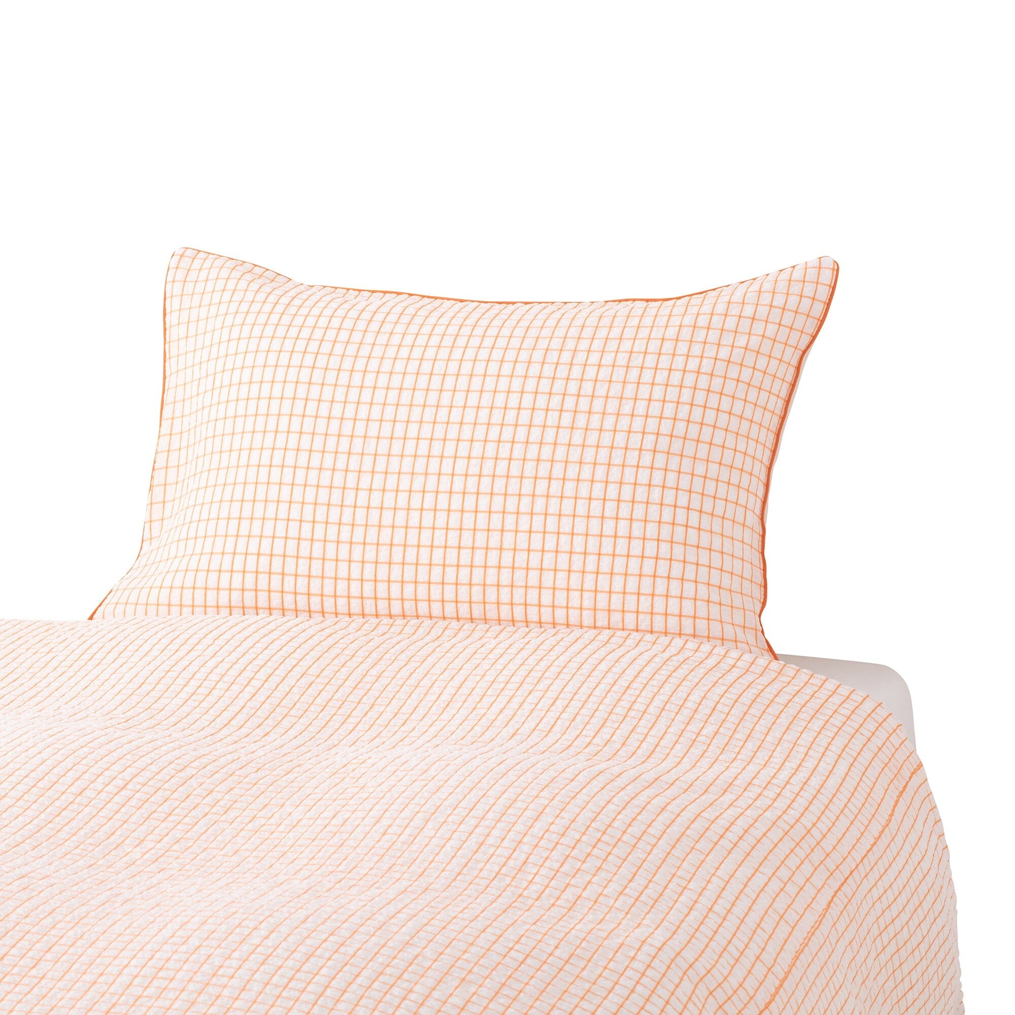 Sheer Check Pillowcase 700 X 500 White X Orange
