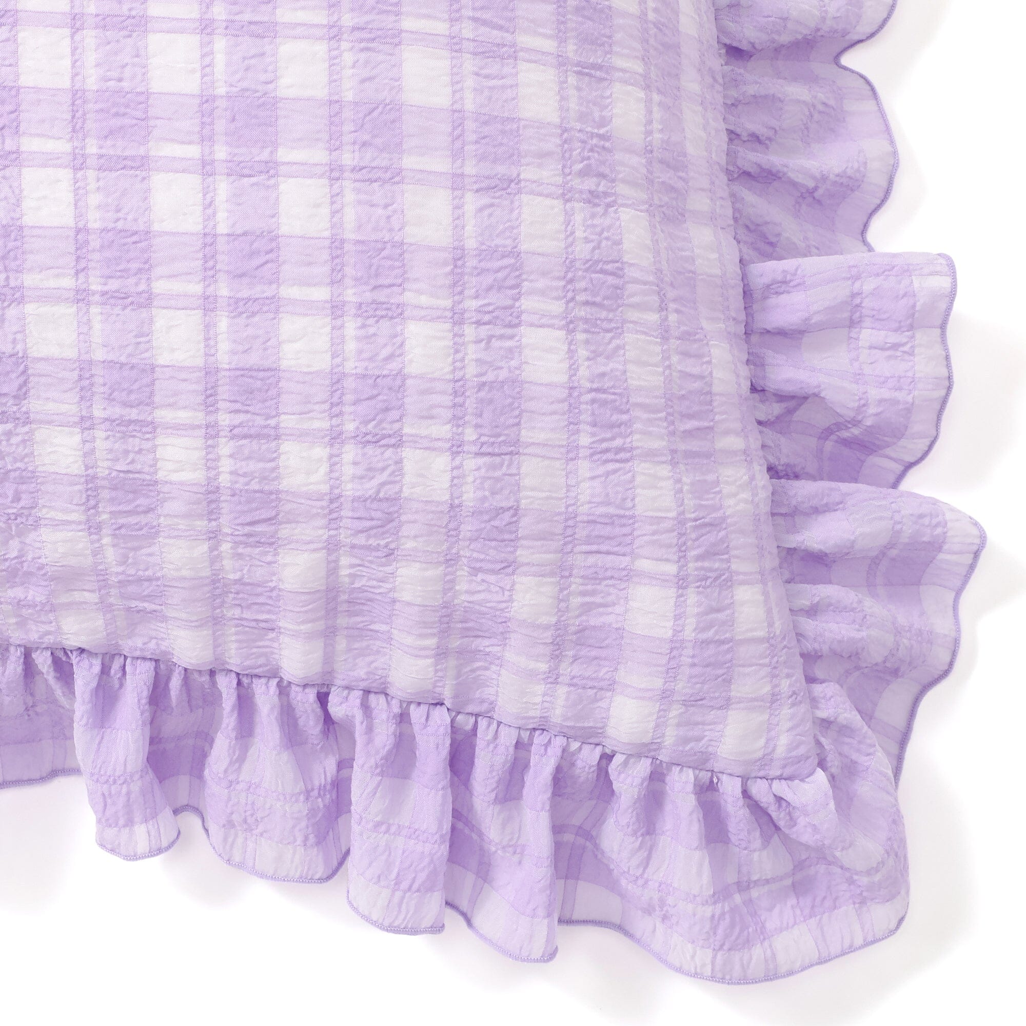 Sheer Check Ruffle Pillowcase 700 X 500 Purple