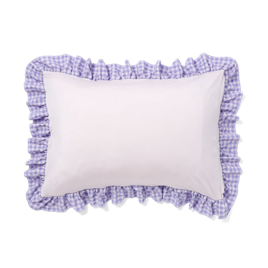 Fuwaro Cooling Pillow Cover Frill Check Pink X Purple