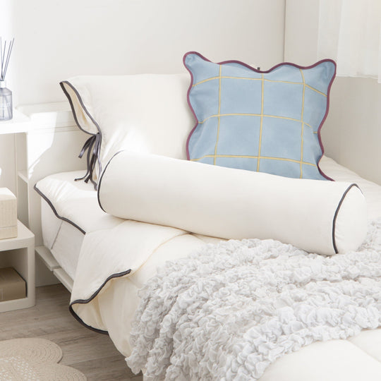 Fuwaro Cooling Pillow Cover Bicolor Wave Ivory X Dark Gray