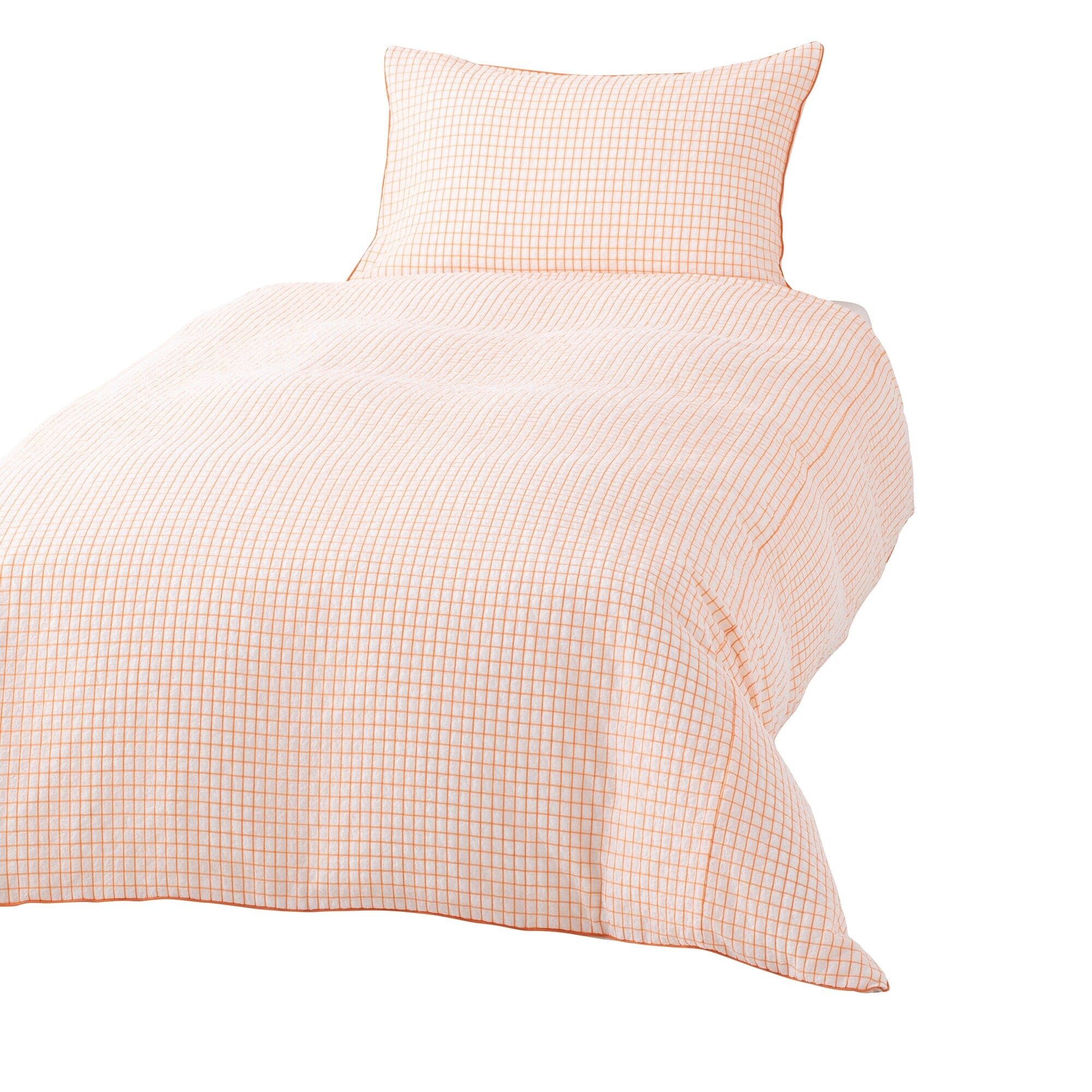 Sheer Check Comforter Double Size White X Orange