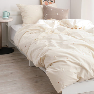 Daisy Embroidery Comforter Case Single Ivory