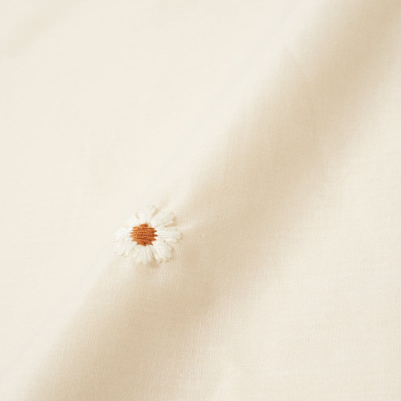 Daisy Embroidery Comforter Case Single Ivory
