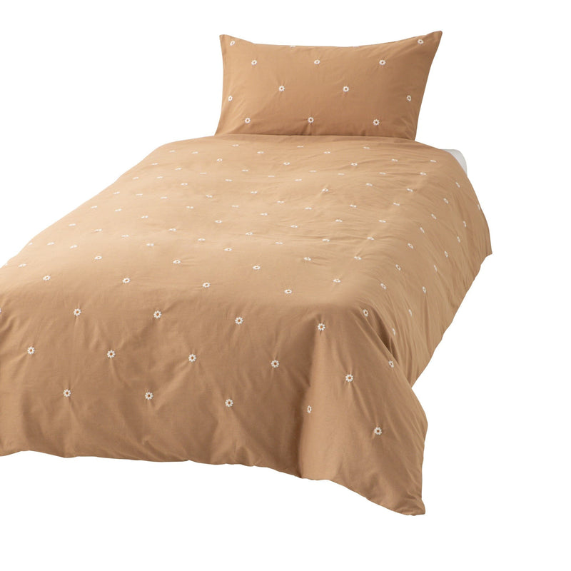 Daisy Embroidery Comforter Case Single Beige