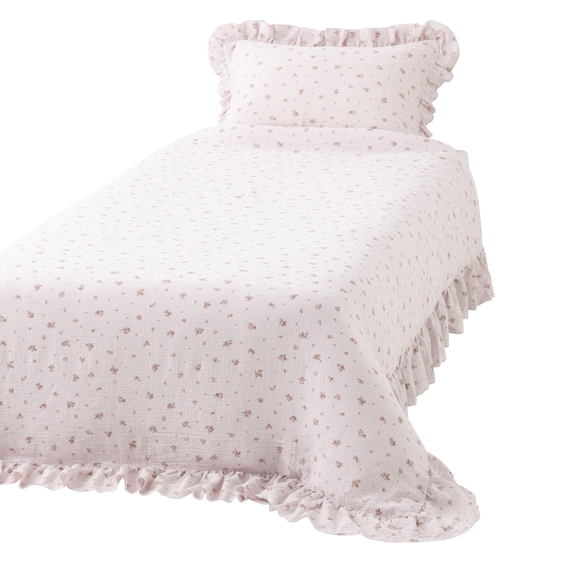 Frill Gauze Small Flower Comforter Case Double Pink