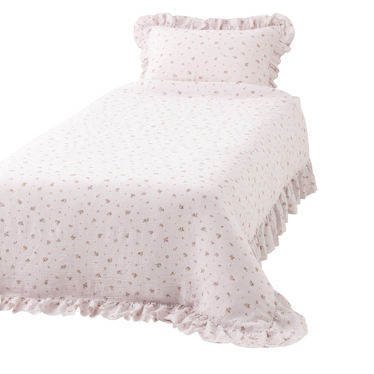 Frill Gauze Small Flower Comforter Case Double Pink