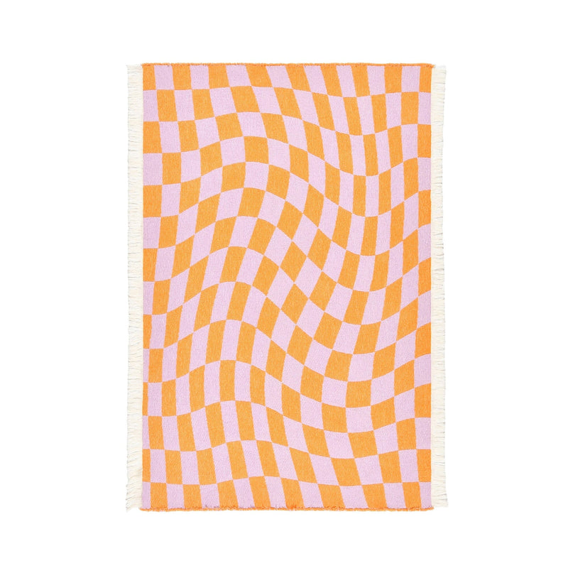 Checker Board Throw S Purple x orange