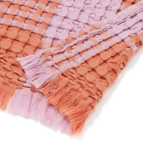 Smooth waffle check throw (lap blanket) 1700 x 1300 Pink x Orange