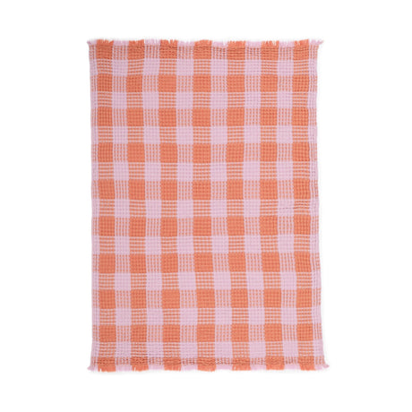 Smooth waffle check throw (lap blanket) 1700 x 1300 Pink x Orange