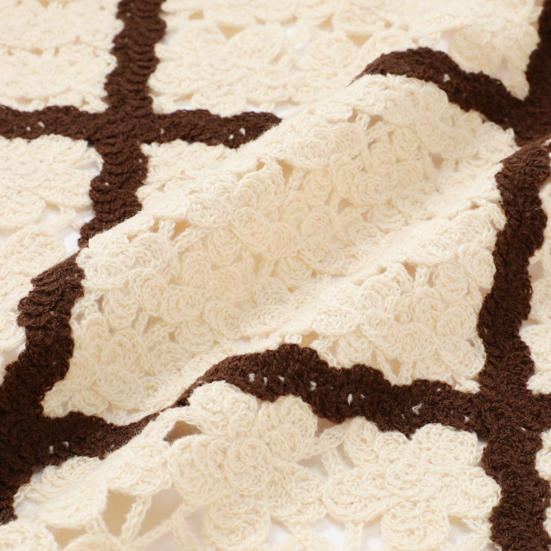 Autumn Flower Crochet Throw (1000x1500mm) Ivory