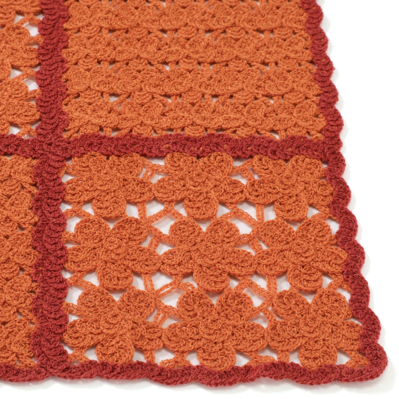 Autumn Flower Crochet Throw (Lap Blanket) 1000x1500mm Orange