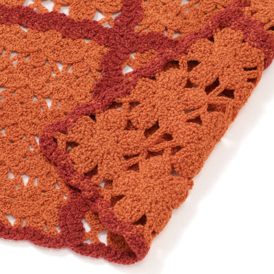 Autumn Flower Crochet Throw (Lap Blanket) 1000x1500mm Orange