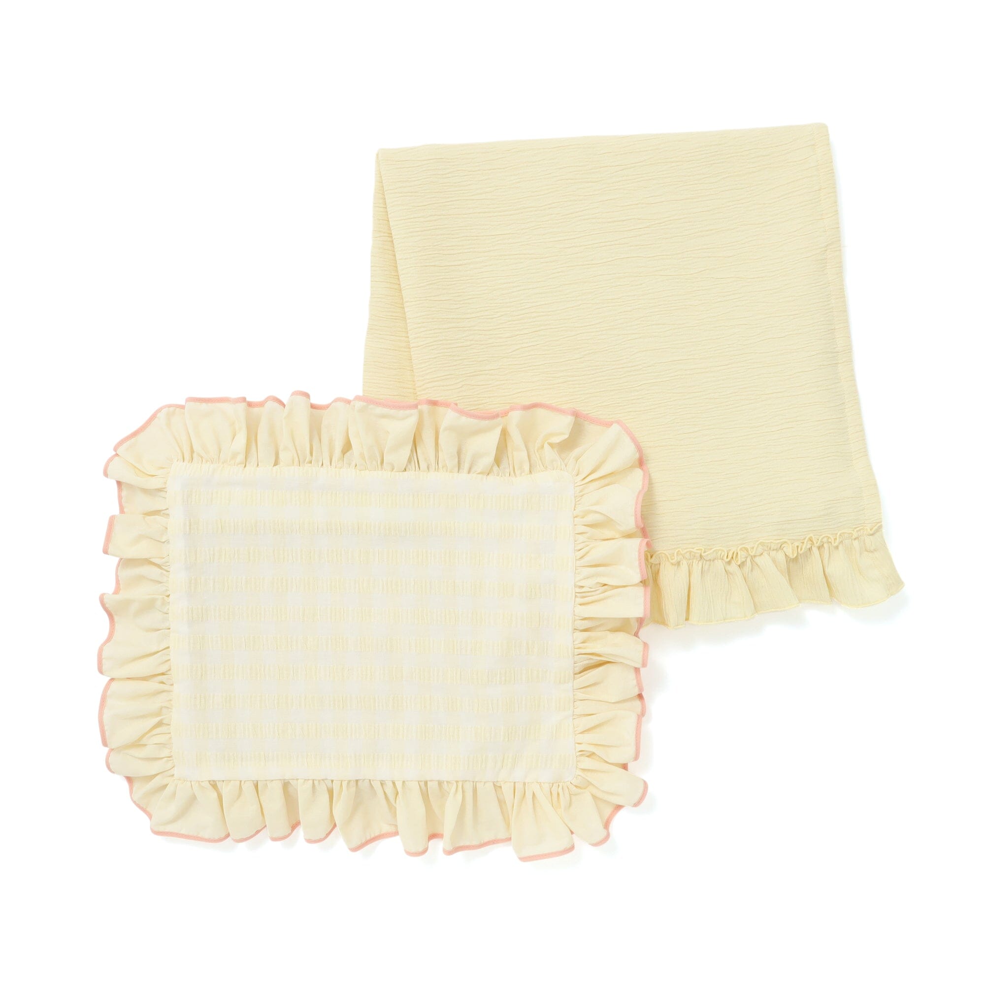 Frill Check Portable Throw 100X140 Yellow