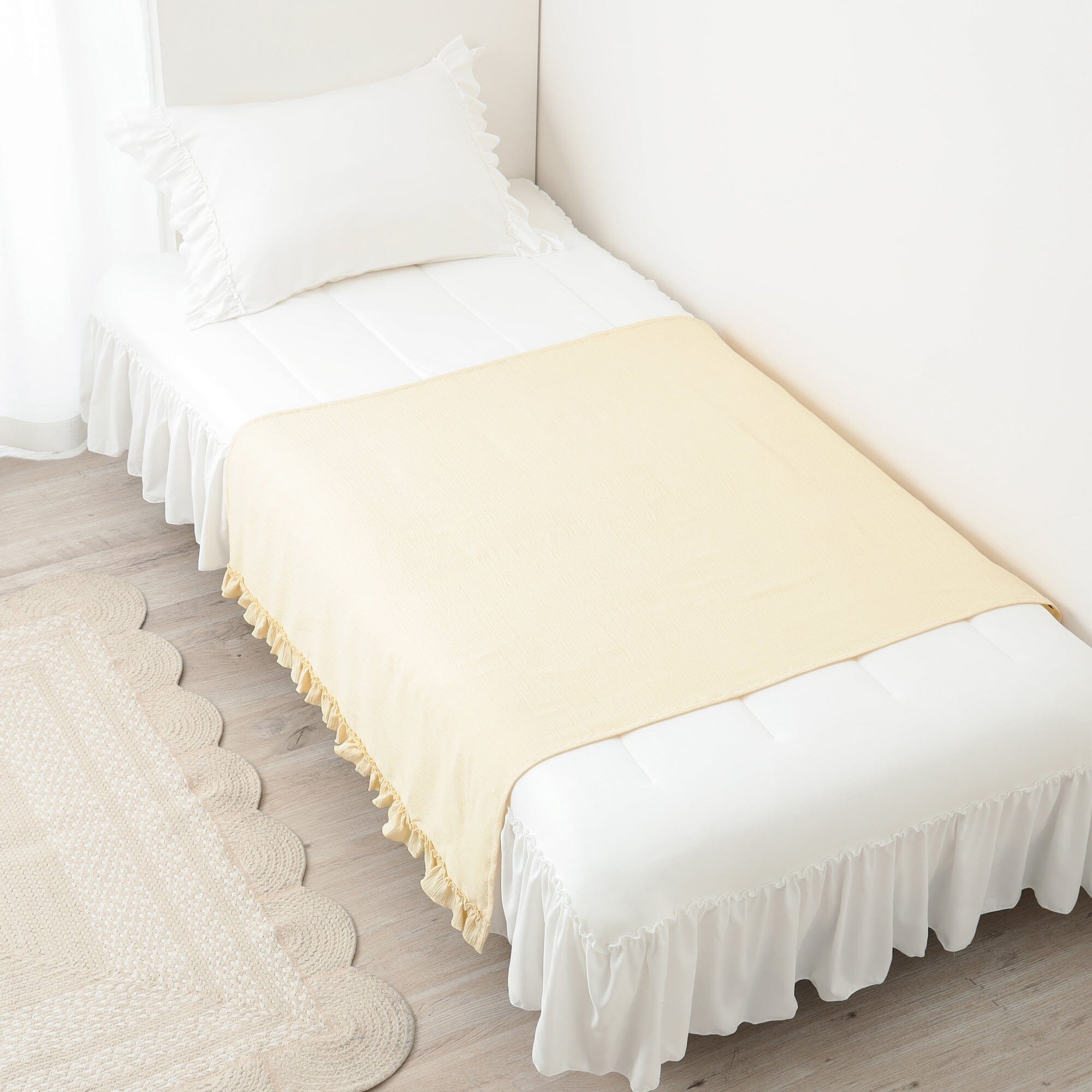 Frill Check Portable Throw 100X140 Yellow
