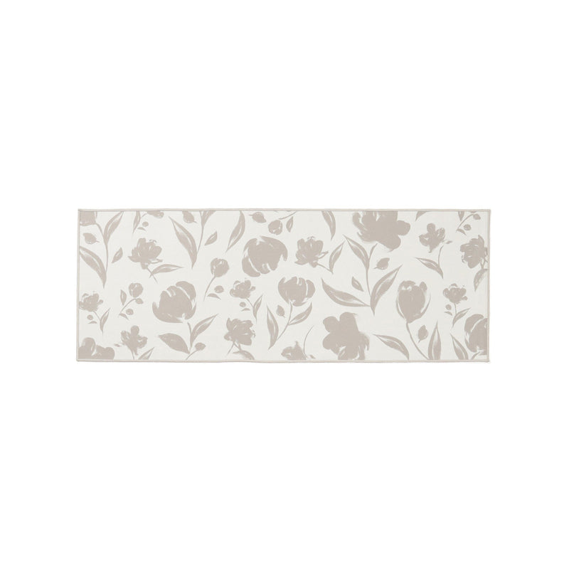 Print Kitchen Mat Flower Small Beige