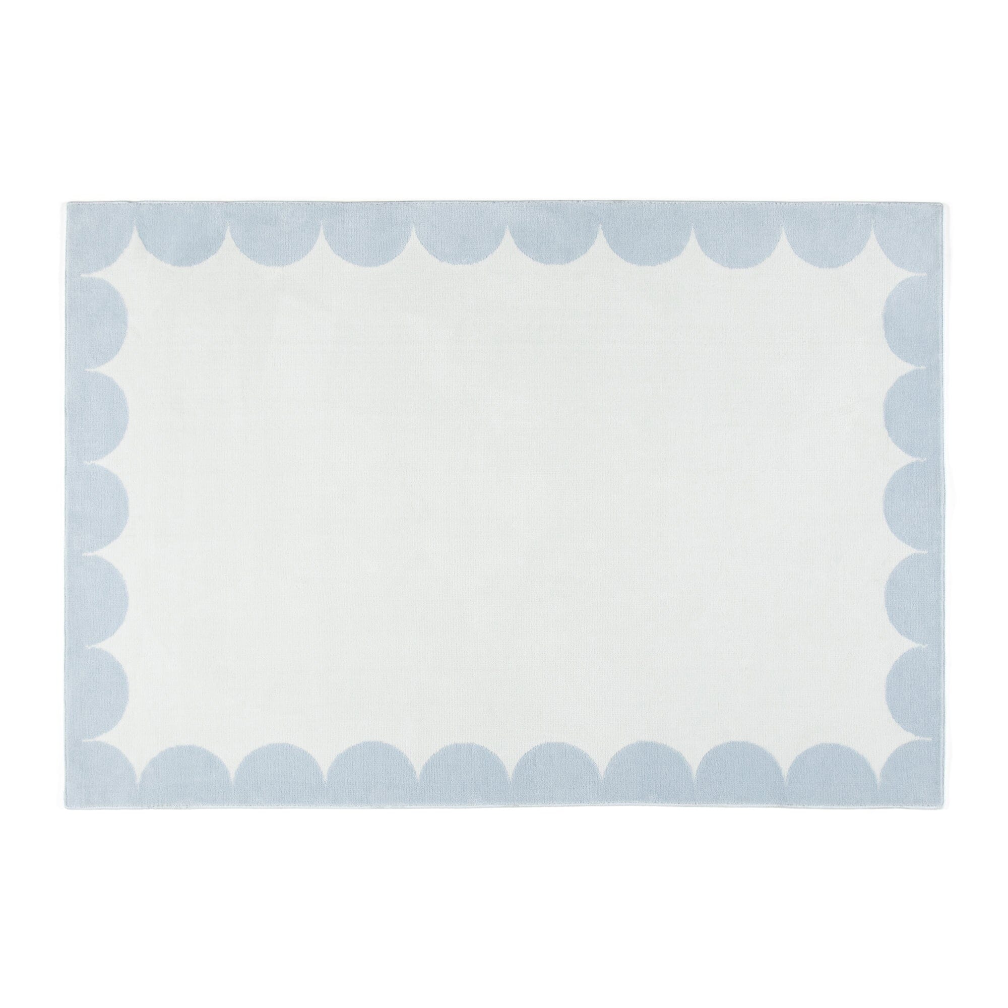 Scallop Frame Rug L Light Blue X Light Gray