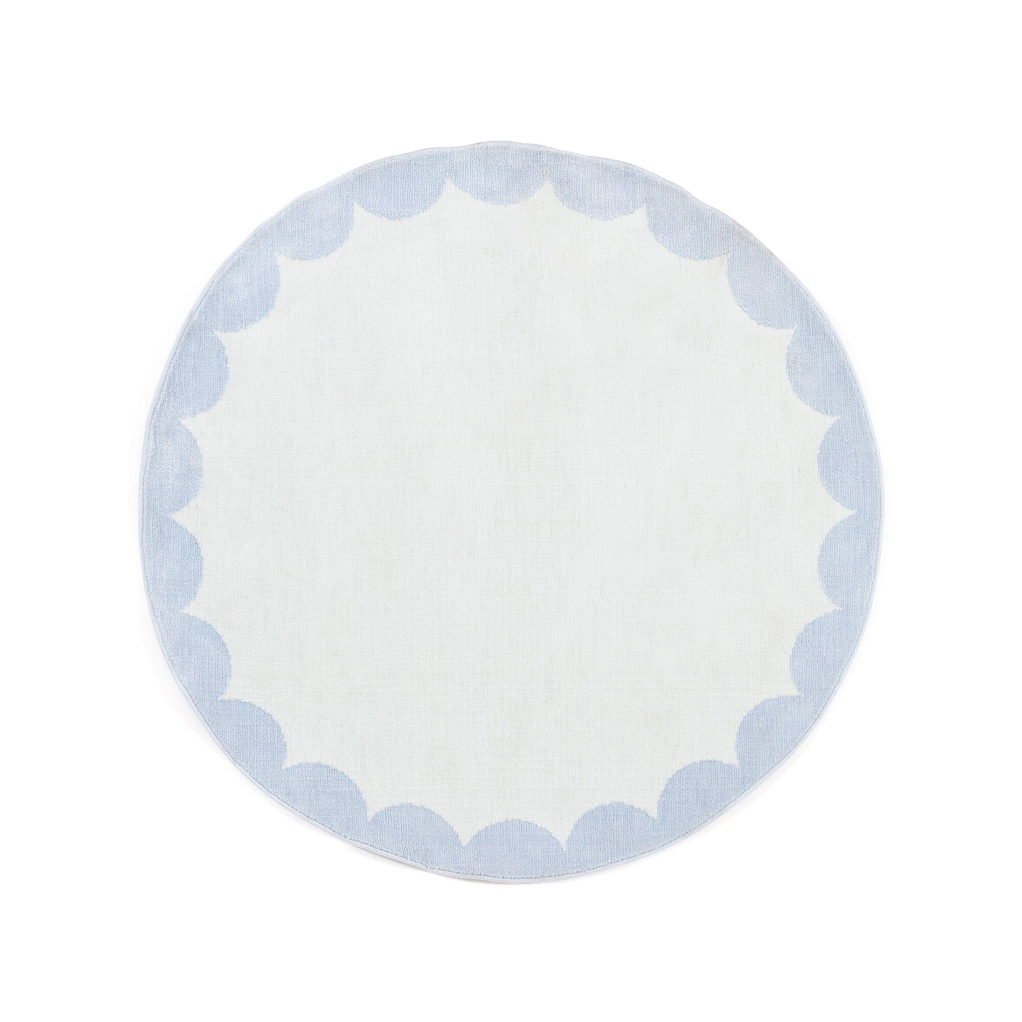 Scallop Frame Rug Φ1500 Light Blue X Light Gray