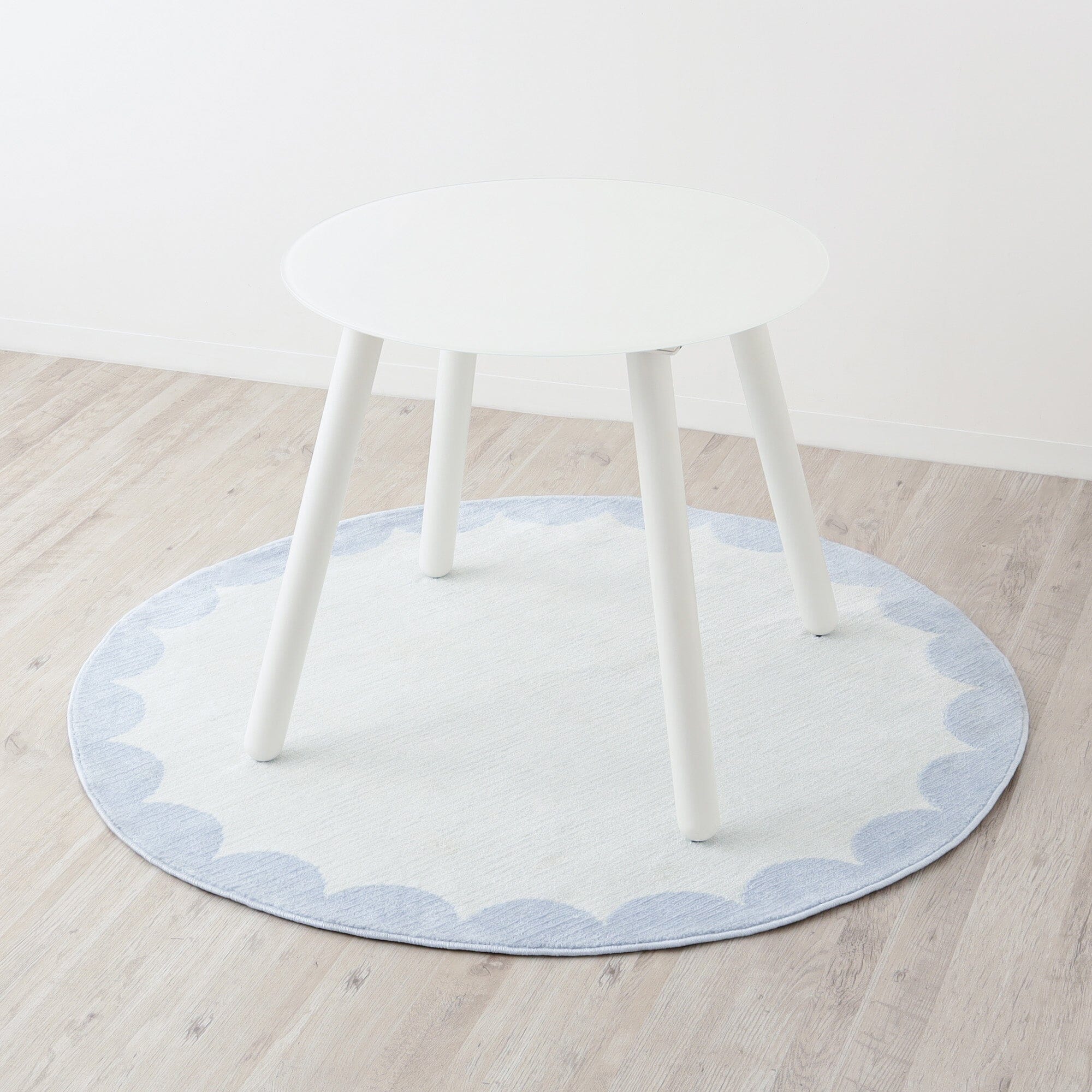 Scallop Frame Rug Φ1500 Light Blue X Light Gray