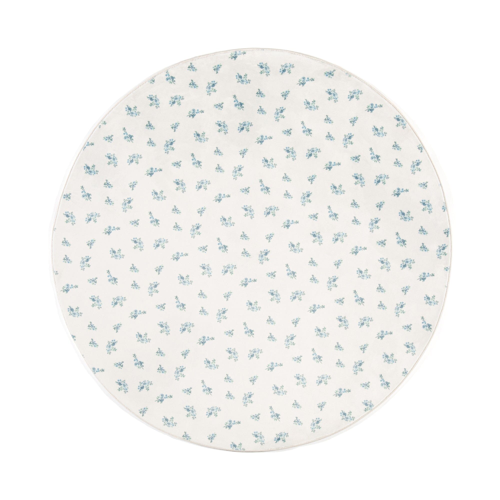 Design Print Round Rug Small Flower Pattern Φ1500  Blue
