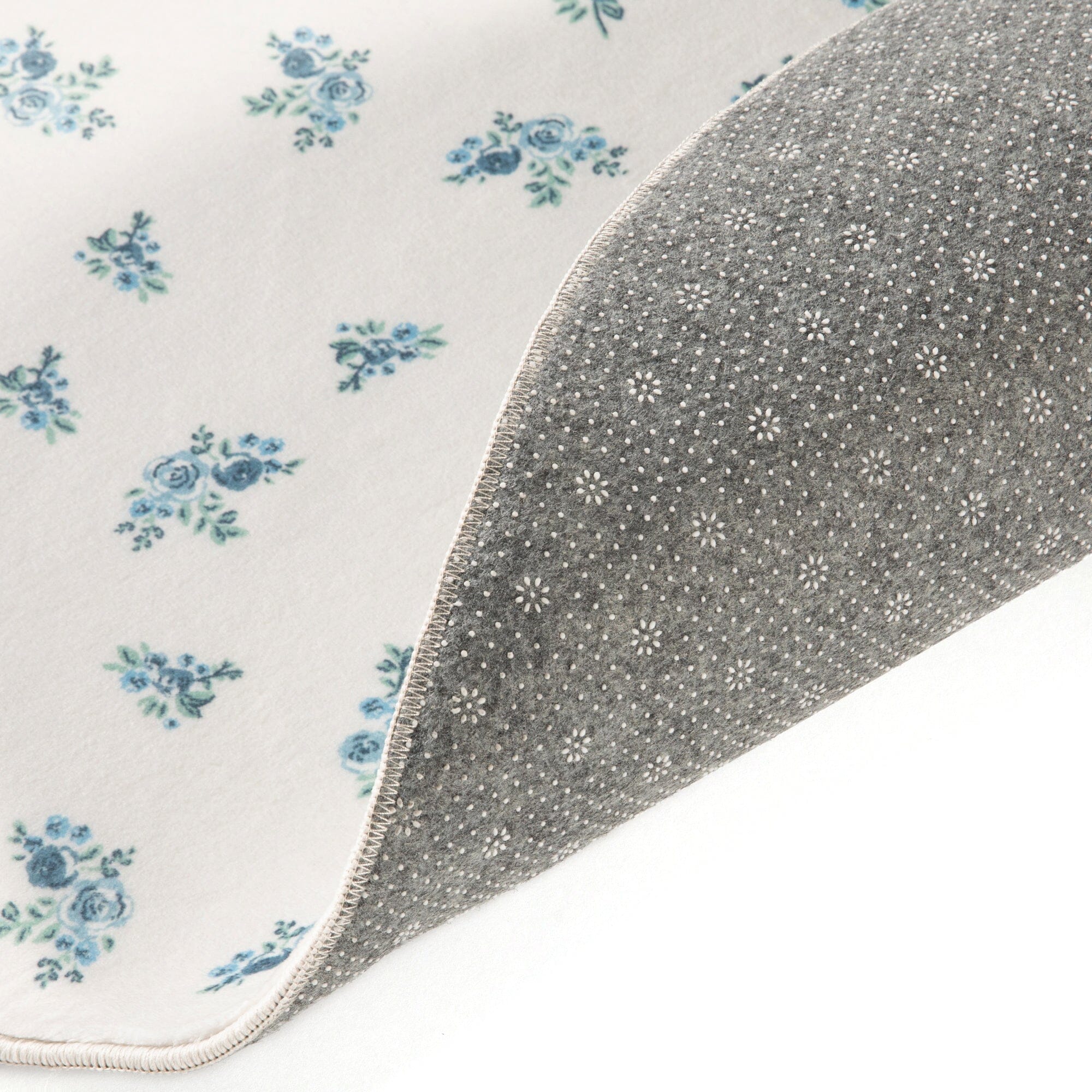 Design Print Round Rug Small Flower Pattern Φ1500  Blue
