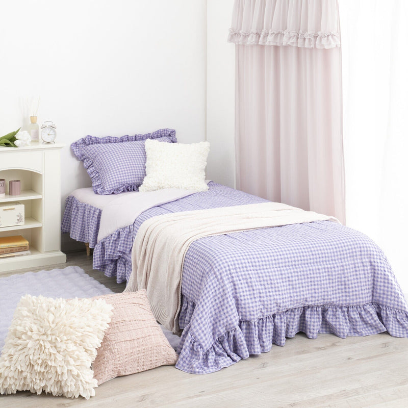 Fuwaro Cooling Futon Frill Check Double Pink X Purple