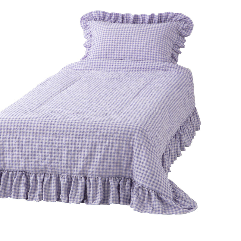 Fuwaro Cooling Futon Frill Check Double Pink X Purple