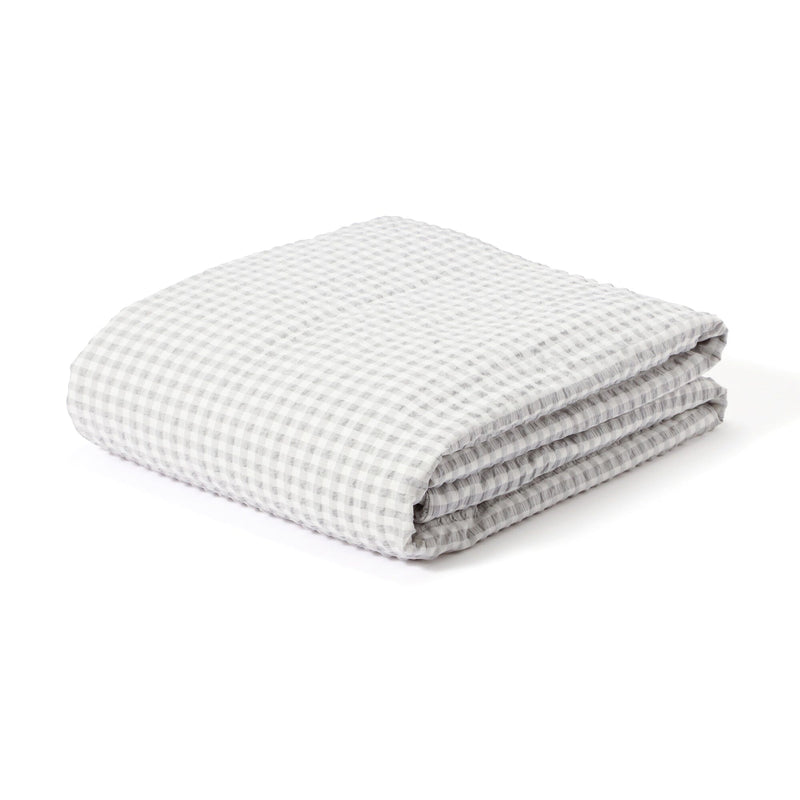 Fuwaro Cooling Quilt Frill Check Single White X Grey