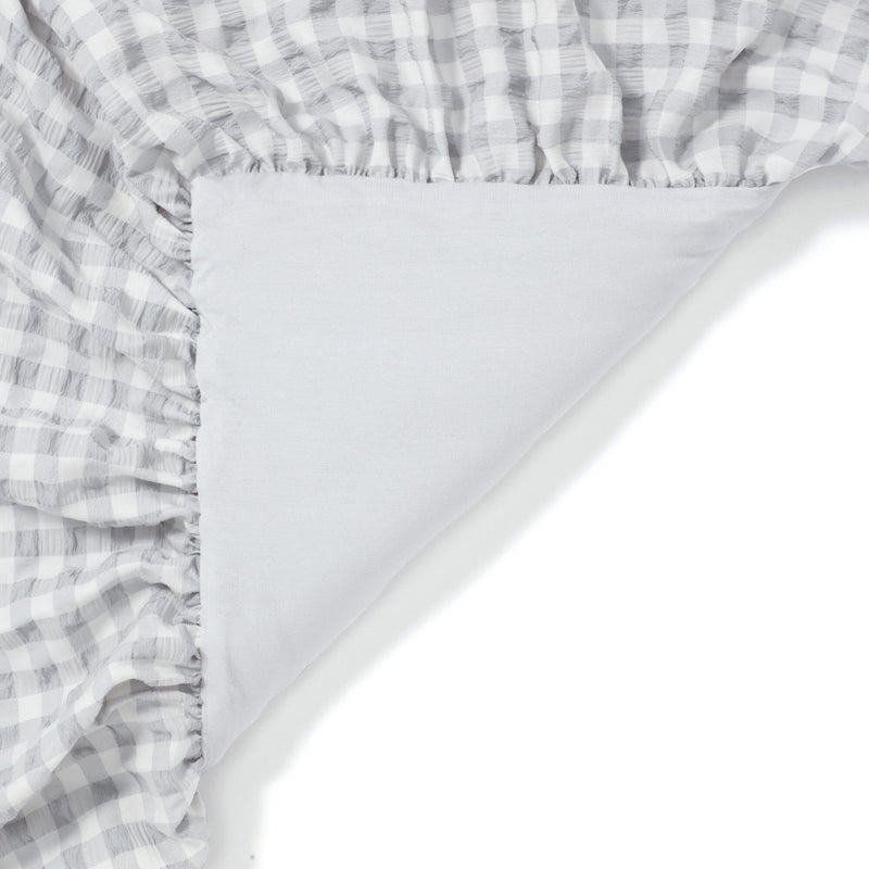 Fuwaro Cooling Quilt Frill Check Double White X Grey