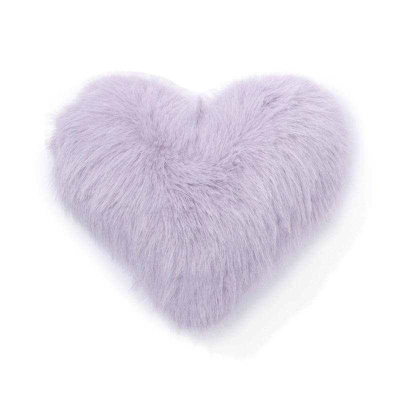 Fur Heart Cushion Small Light Purple