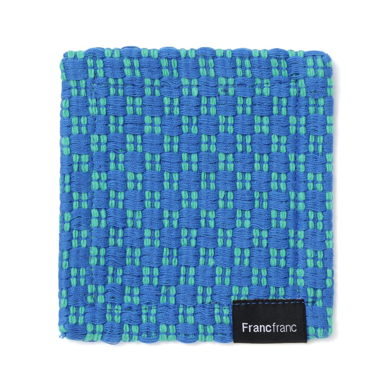 Weave Coaster Checkered Blue X Green