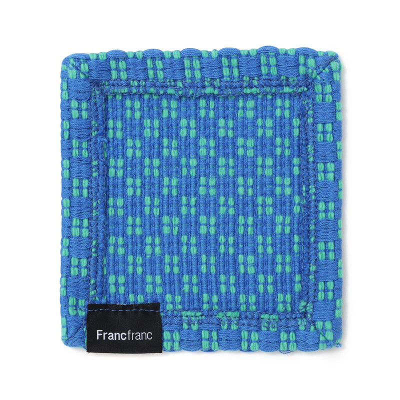 Weave Coaster Checkered Blue X Green