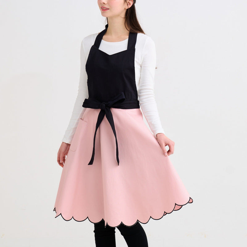 Scalloped Full Apron Pink