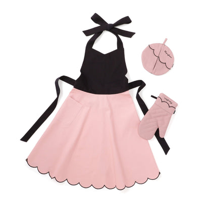 Scalloped Full Apron Pink