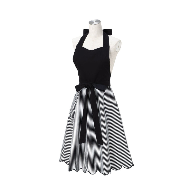 Scalloped Full Apron Black
