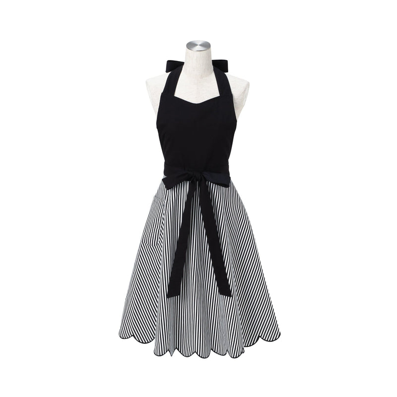 Scalloped Full Apron Black