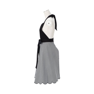 Scalloped Full Apron Black