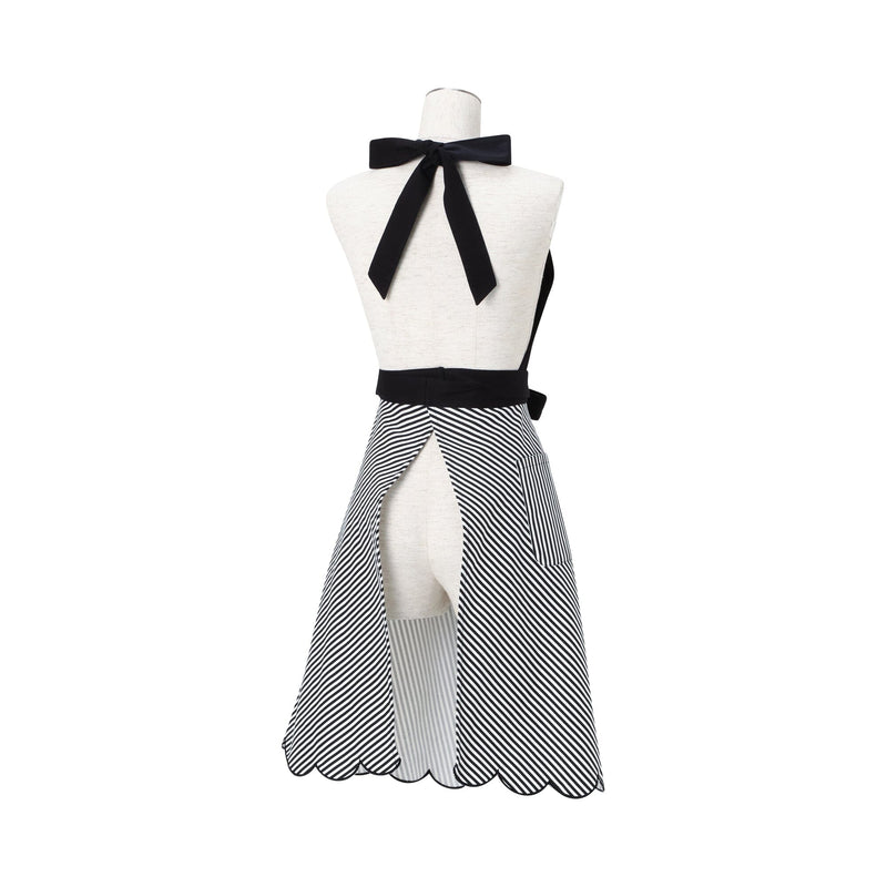 Scalloped Full Apron Black
