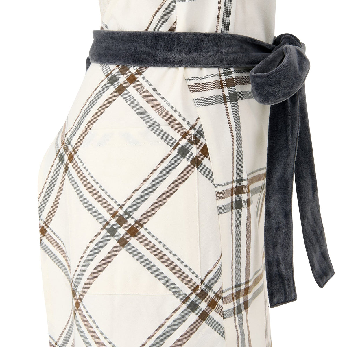 Plaid Full Apron Ivory
