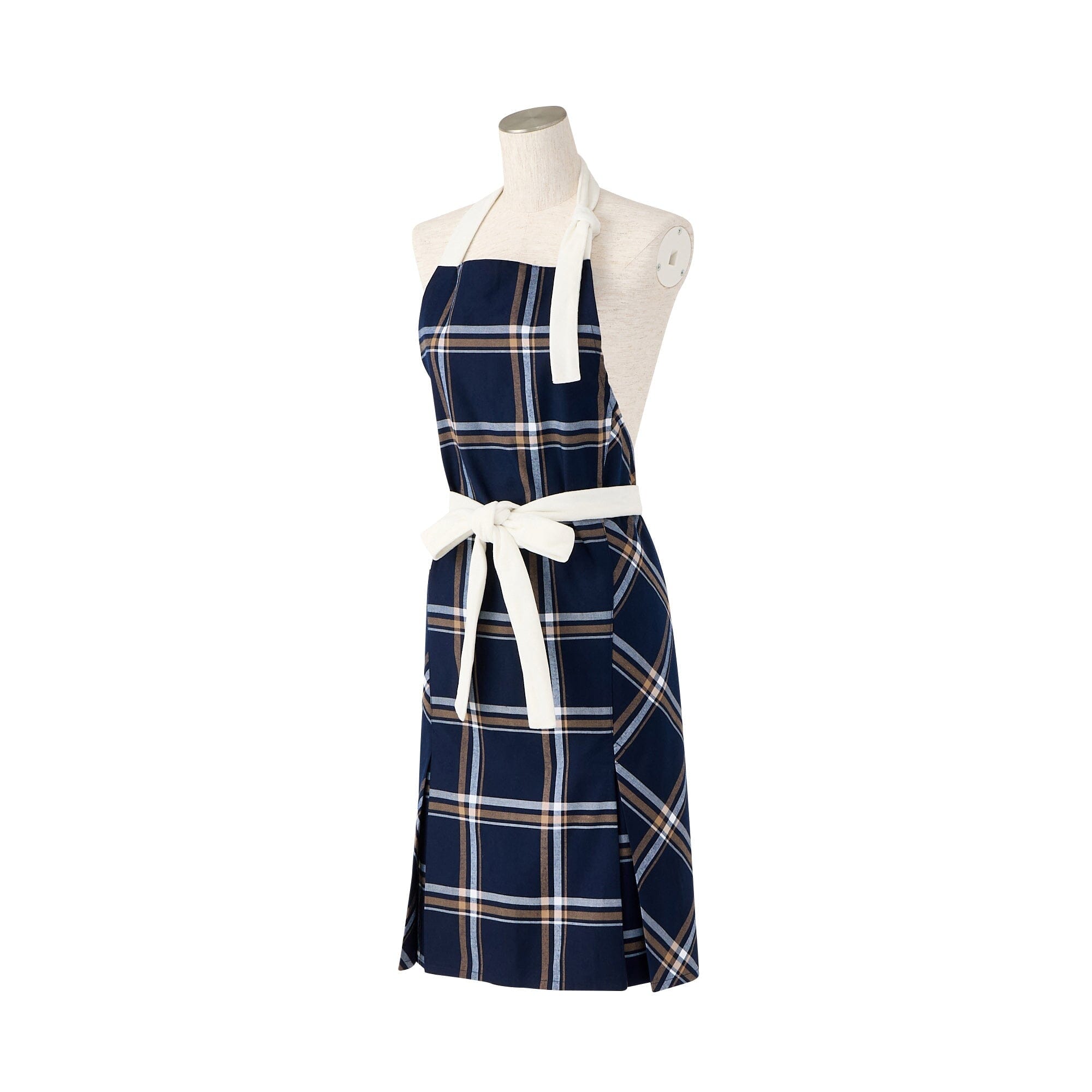 Plaid Full Apron Navy