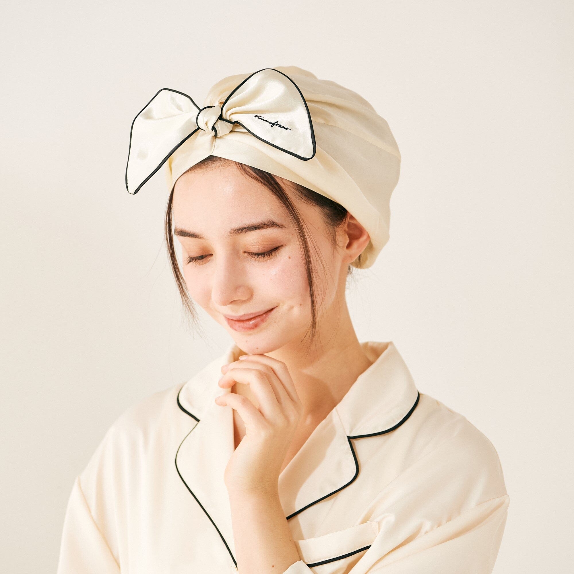 Silk Night Cap Short  Ivory