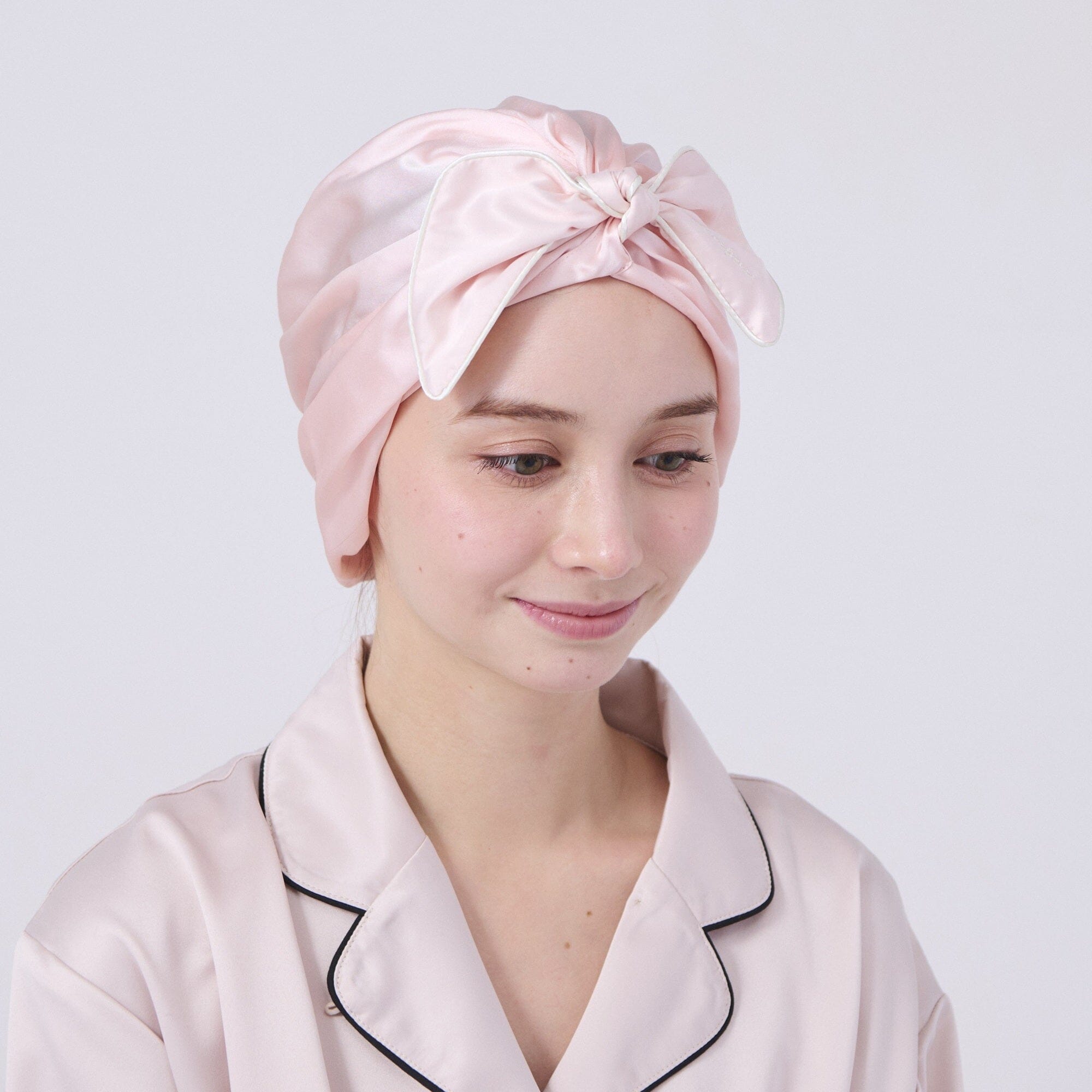 Silk Night Cap Short Light Pink