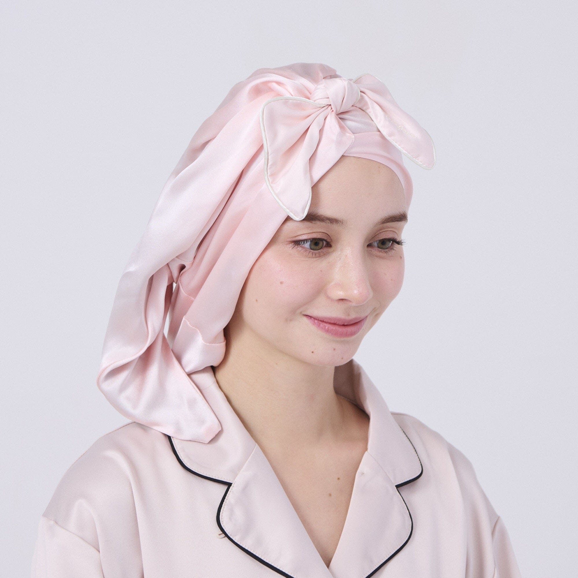 Silk Night Cap Long Light Pink
