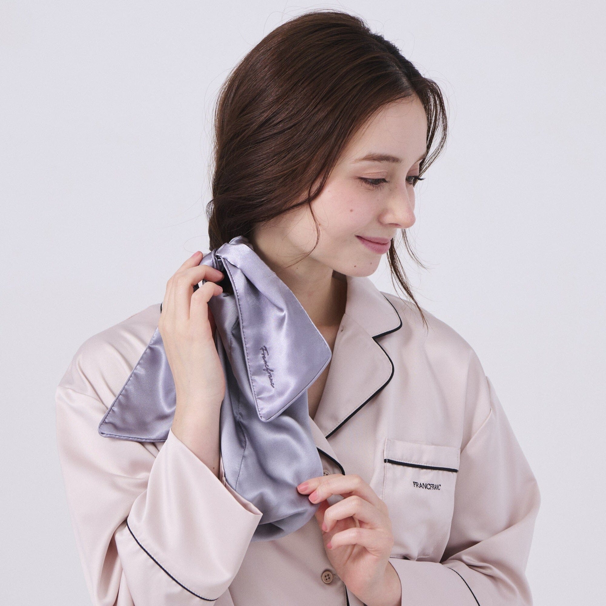 Silk Night Cap Ponytail Gray