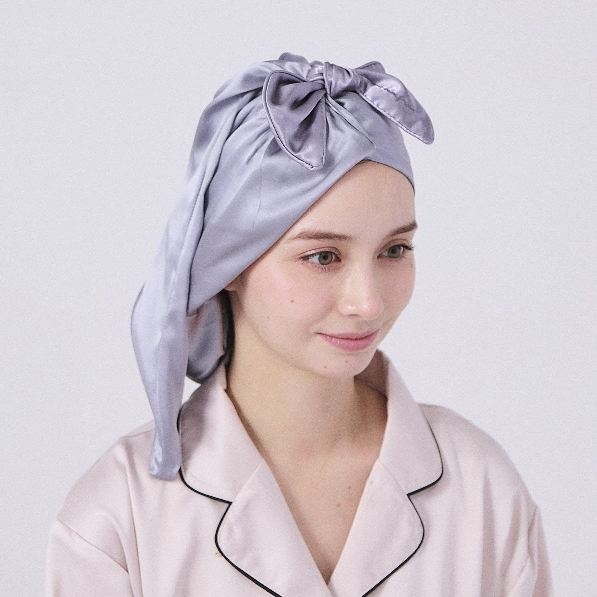 Silk Night Cap Long Gray