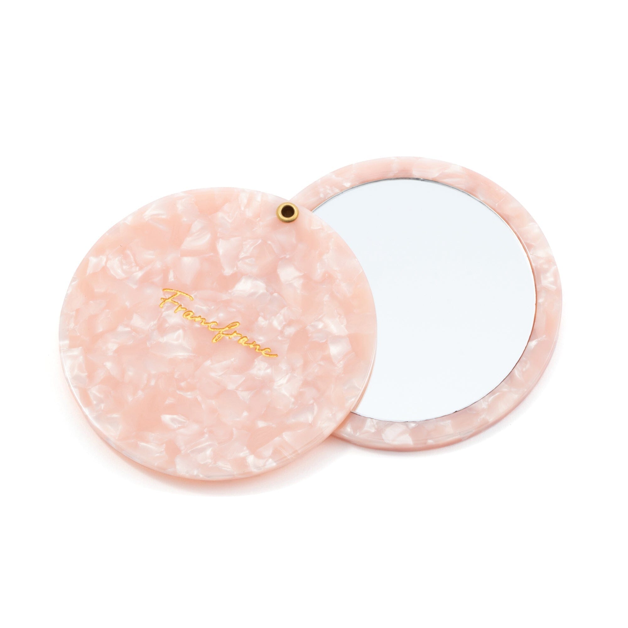 Compact Mirror With Pouch  Pink