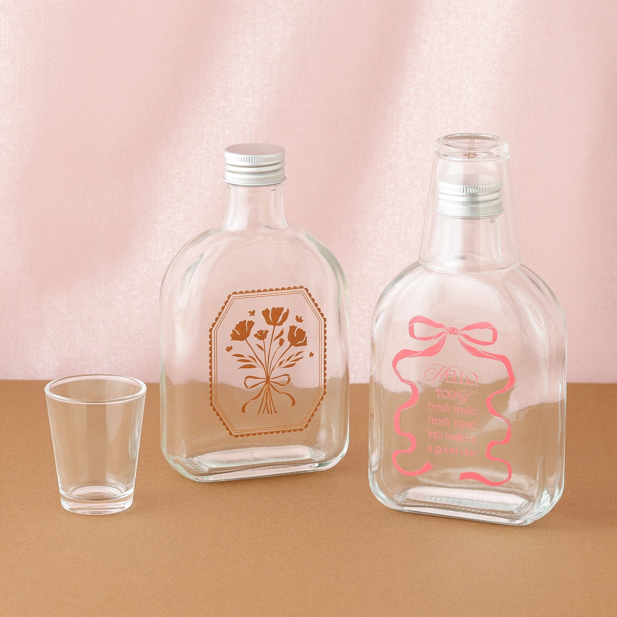 Mouthwash Bottle And Cup Pink