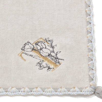 Initial Handkerchief Towel Flower T  Light Gray
